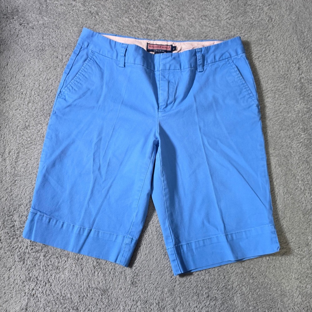 Vineyard Vines Womens 8 Daybreak Chino Shorts Blue Stretch Preppy Cotton 10 Insm